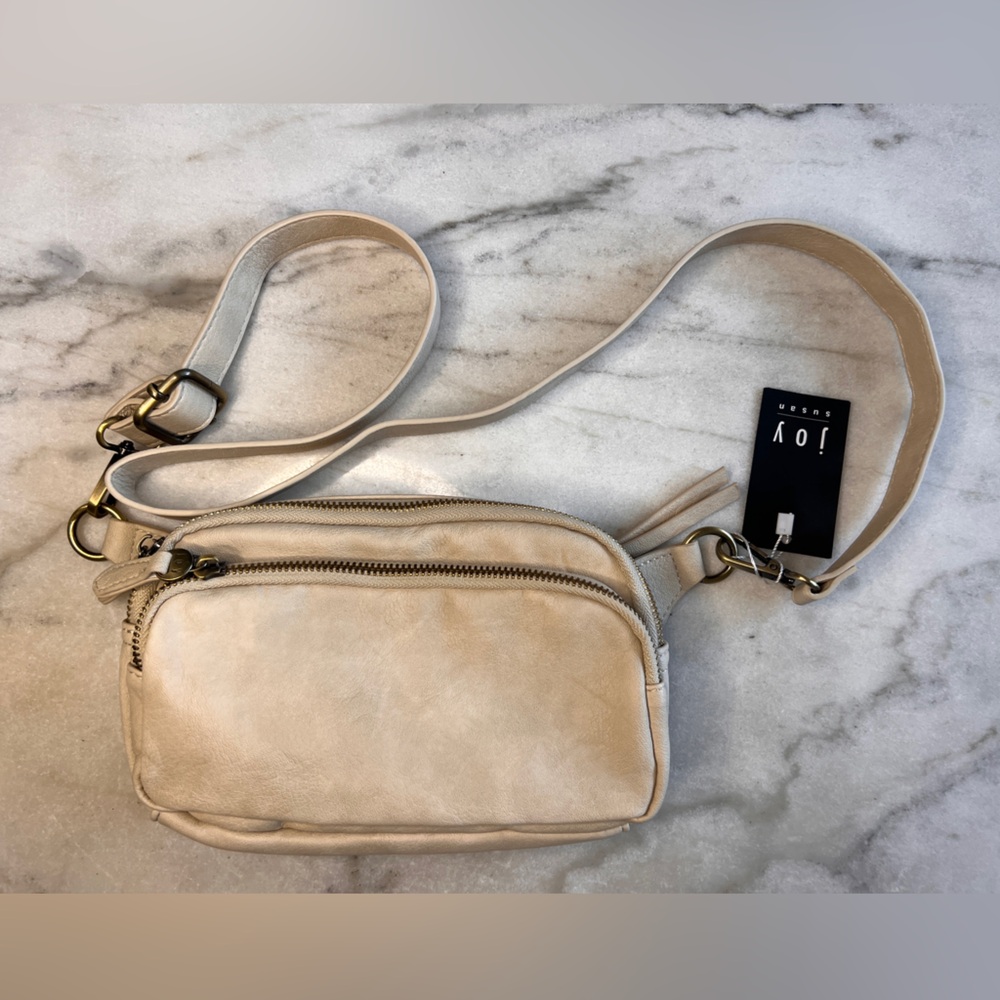 Joy Susan - Kylie Double Zip Sling Belt Bag in Linen - Picture 2 of 10